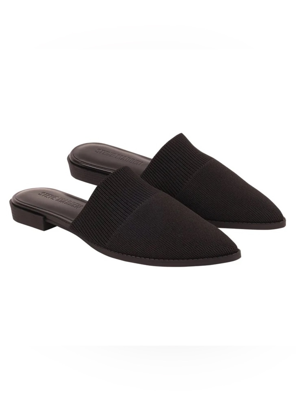 Steve Madden Black Knit Pointed Mule Slides size 9 NWT in a box